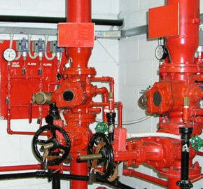 Wet risers, dry risers, sprinklers piping, Alarm Check valves, Zone control valves